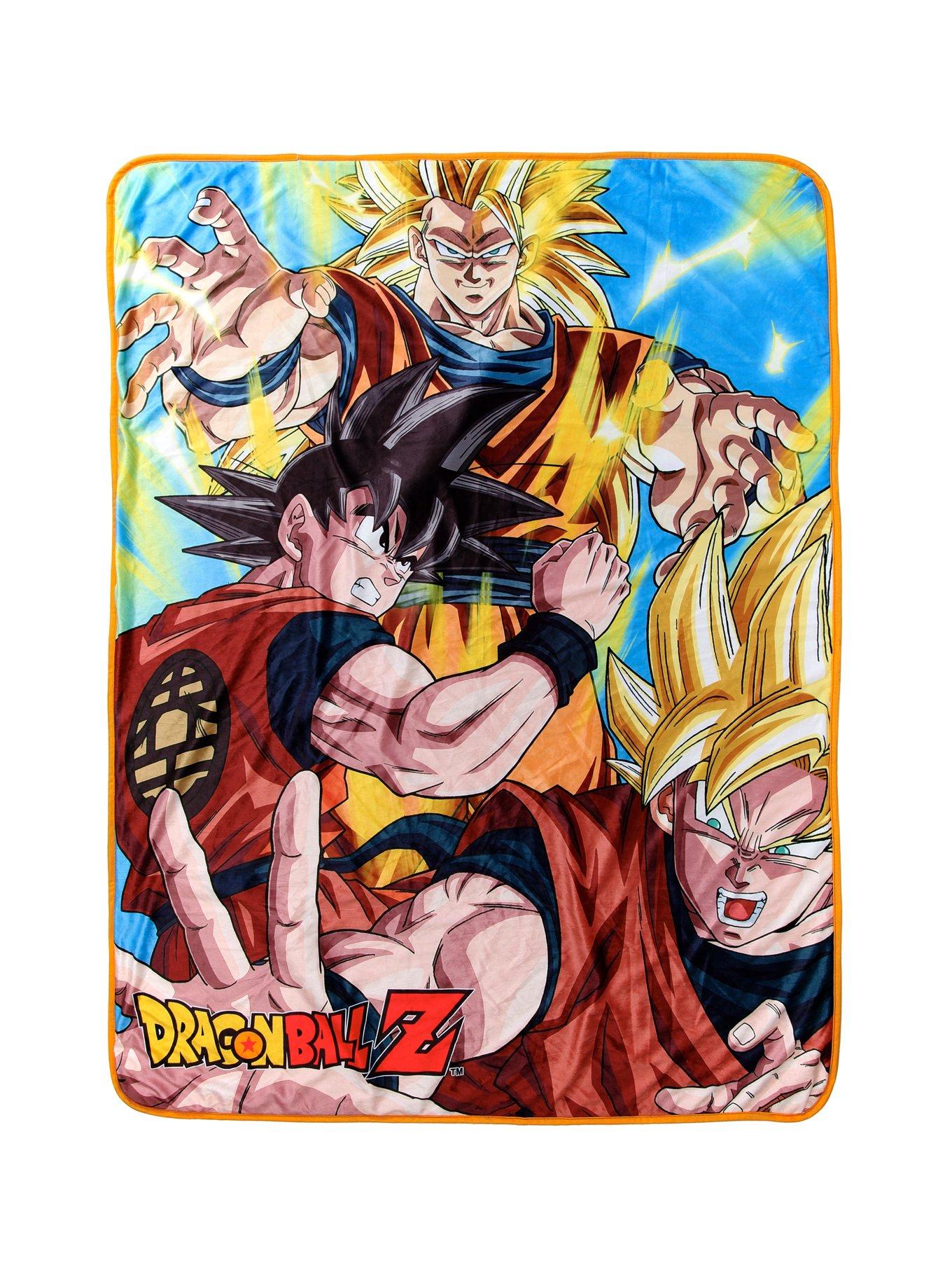 Dragon Ball Z Goku Saiyan Forms Throw Blanket Hot Topic