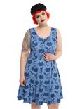 How To Train Your Dragon Toothless Print Dress Plus Size, BLUE, hi-res