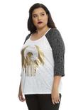 Fantastic Beasts And Where To Find Them Gold Foil MACUSA Crest Girls Raglan Plus Size, WHITE, hi-res