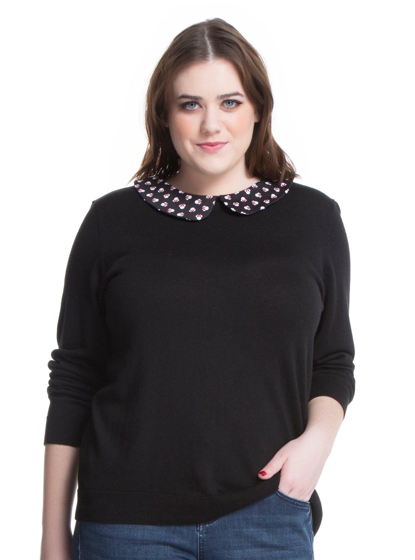 Disney Minnie Mouse Girls Collared Sweater Plus Size, BLUE, hi-res