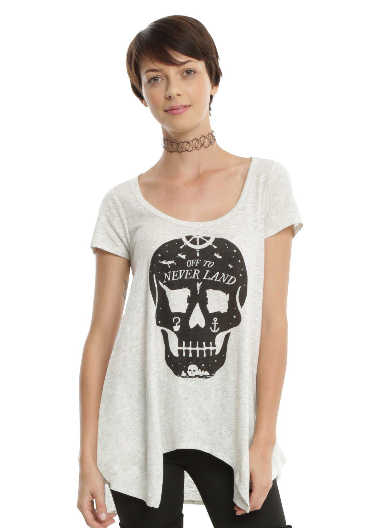 Disney Peter Pan Never Land Skull Girls T-Shirt, WHITE, hi-res view 1