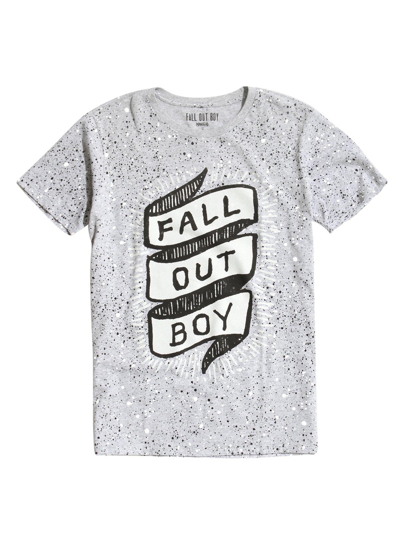 Fall Out Boy Banner Logo Splatter T-Shirt, HEATHER GREY, hi-res