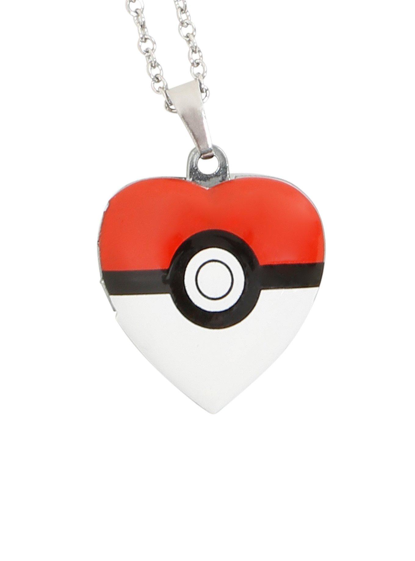 Pokemon Poke Ball Heart Locket Necklace, , hi-res