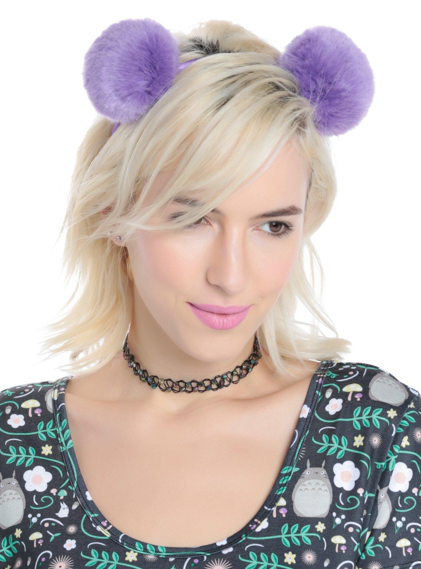 Lavender Fuzzy Pom Pom Headband, , hi-res