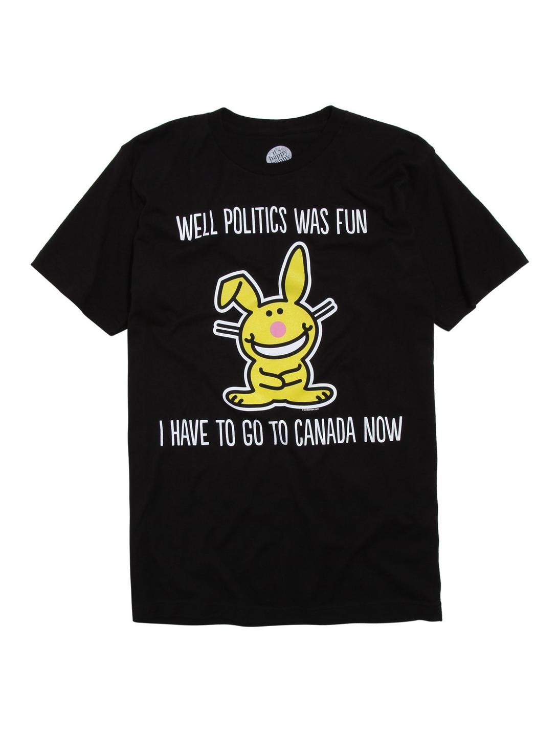 It's Happy Bunny Politics Was Fun T-Shirt, BLACK, hi-res