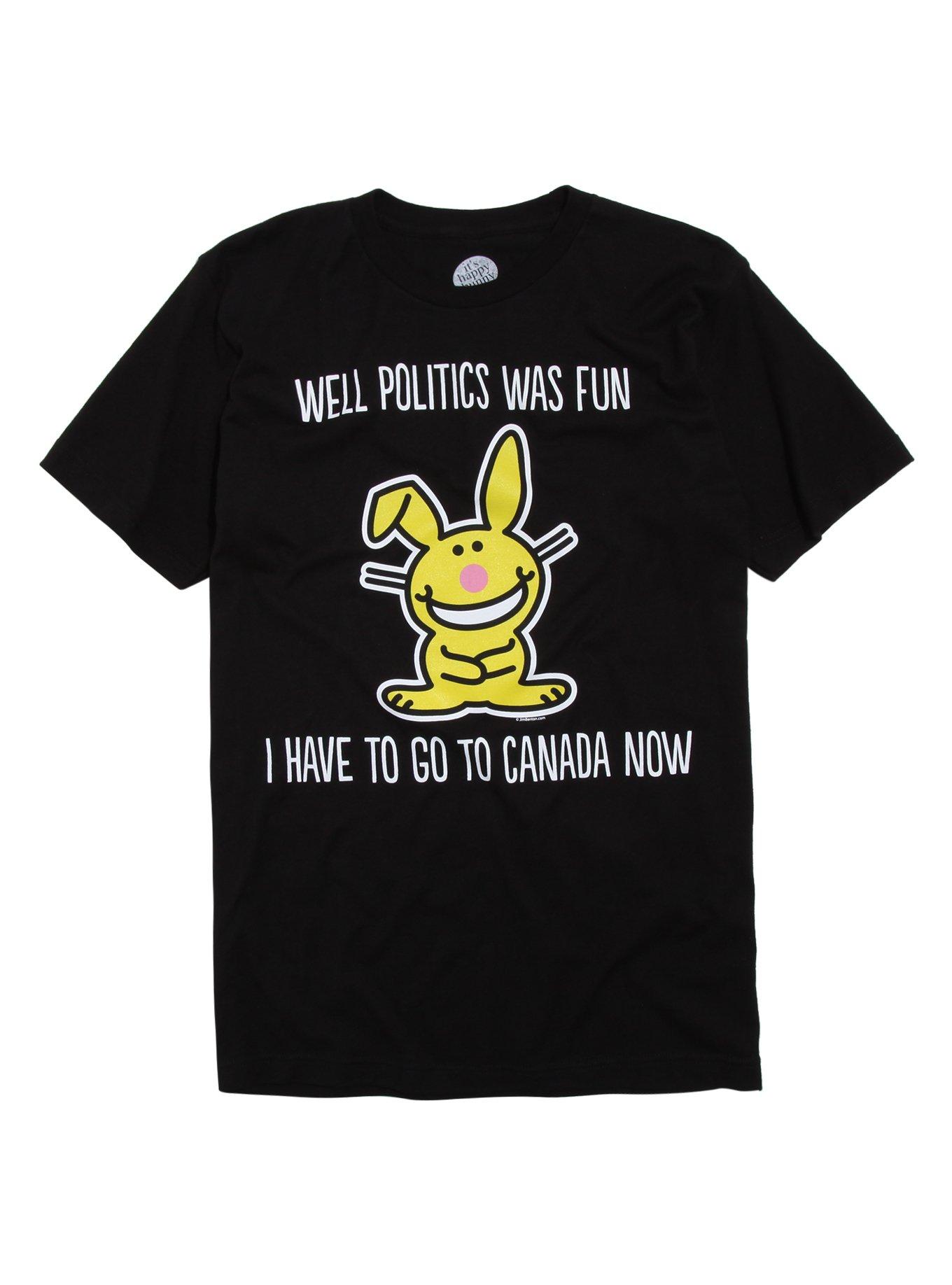 It's Happy Bunny Politics Was Fun T-Shirt, BLACK, hi-res