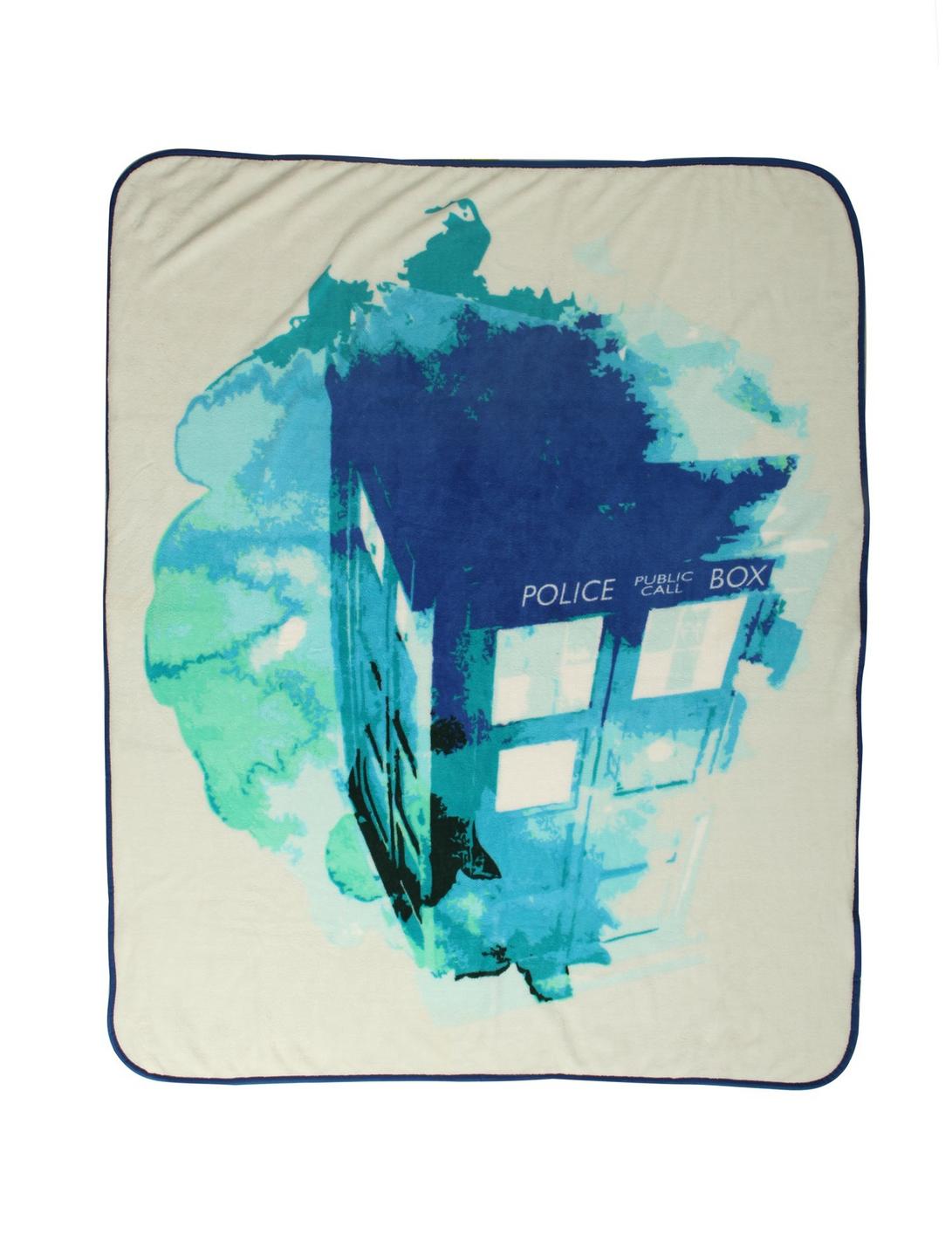Doctor Who TARDIS Watercolor Throw Blanket, , hi-res