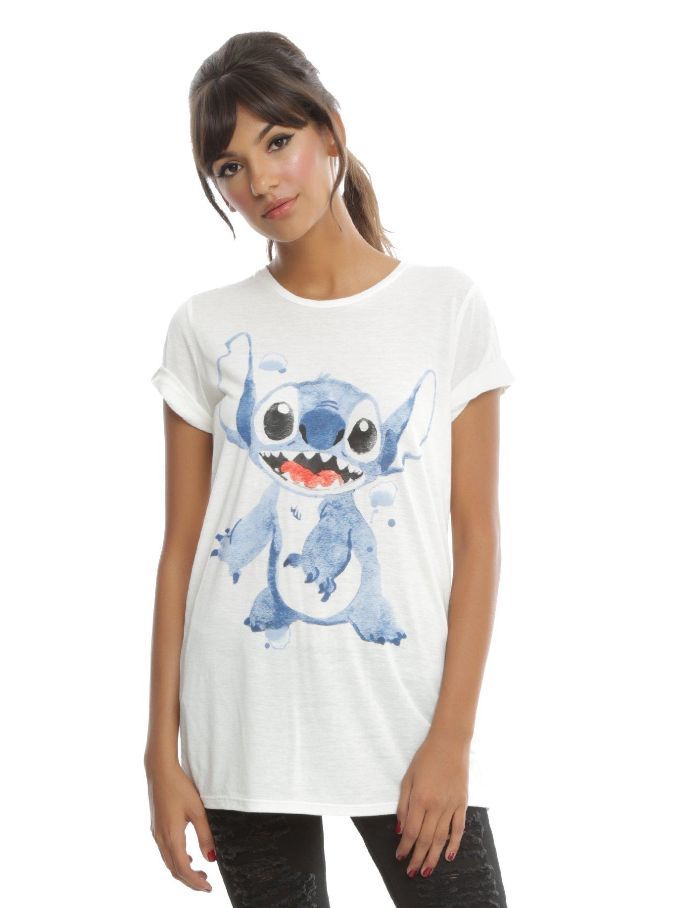 Disney Lilo & Stitch Watercolor Stitch Girls T-Shirt, WHITE, hi-res