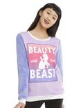 Disney Beauty And The Beast Ombre Girls Fuzzy Sweater, PURPLE, hi-res