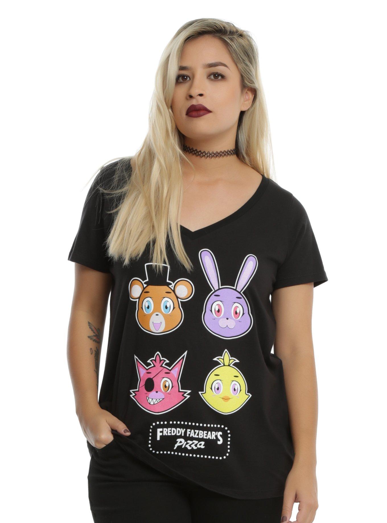 Five Nights At Freddy's Chibi Characters Girls T-Shirt Plus Size, BLACK, hi-res
