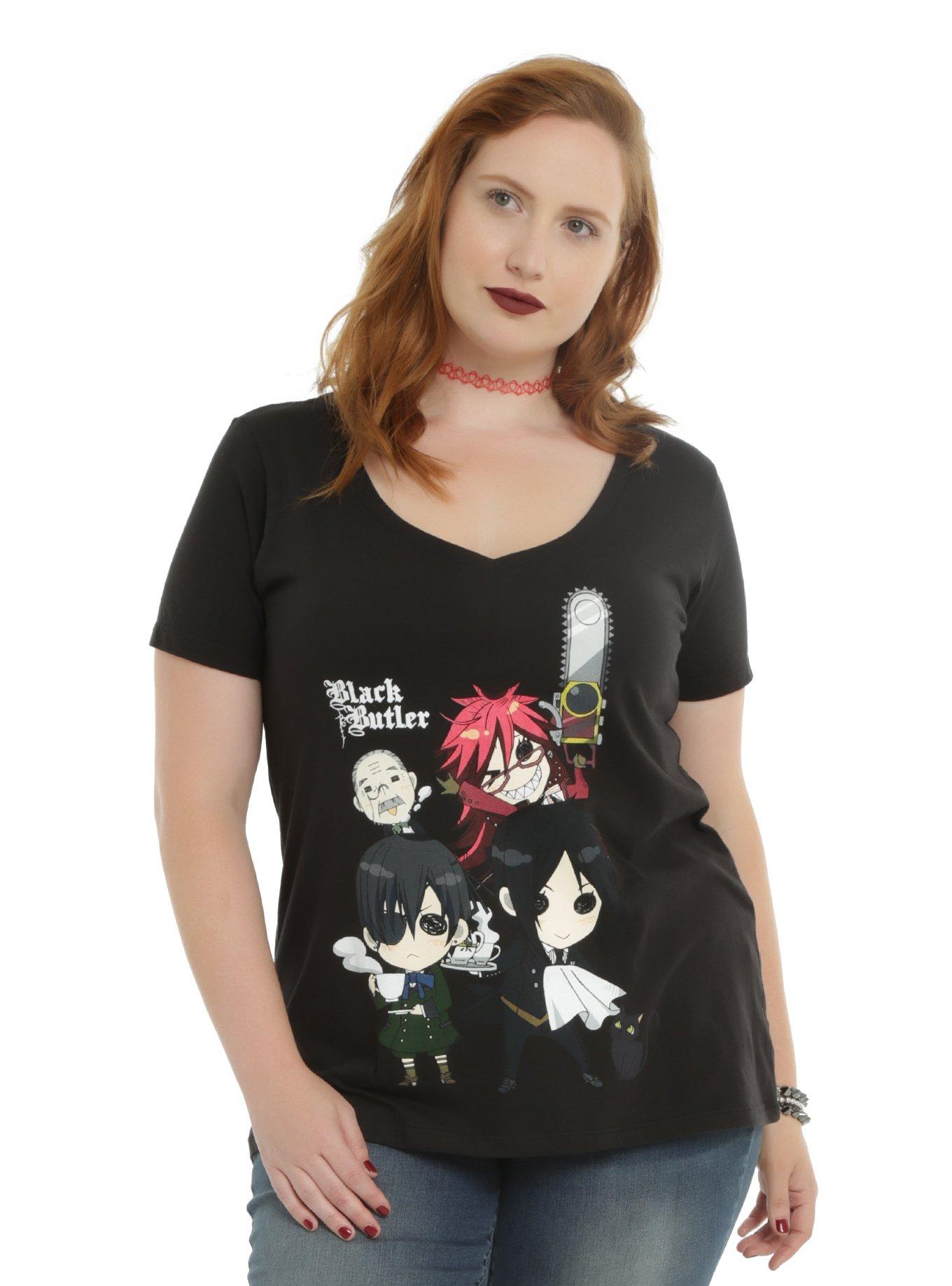 Black Butler Chibi Group Girls T-Shirt Plus Size, BLACK, hi-res