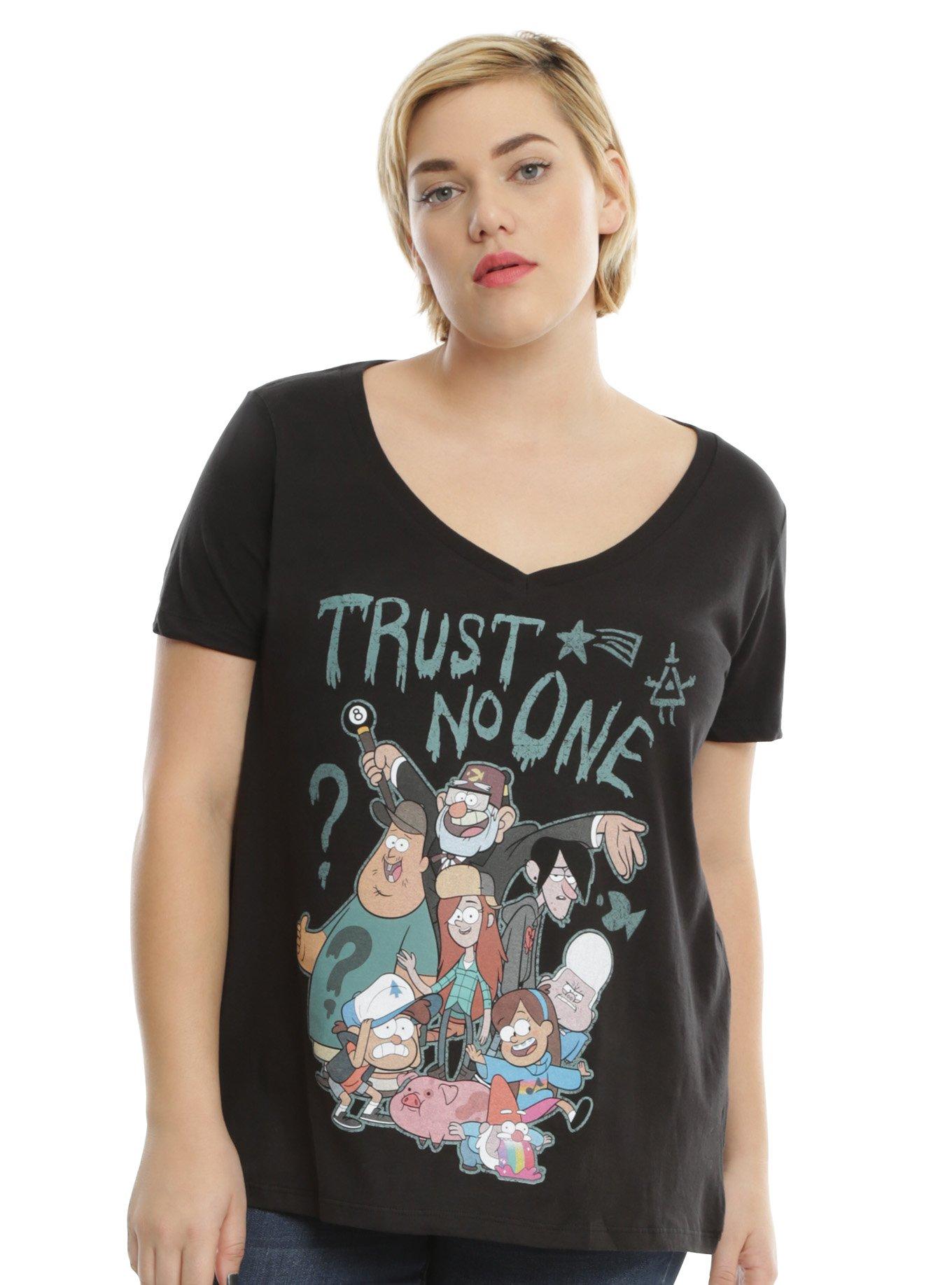 Gravity Falls Trust No One Girls T-Shirt Plus Size, BLACK, hi-res