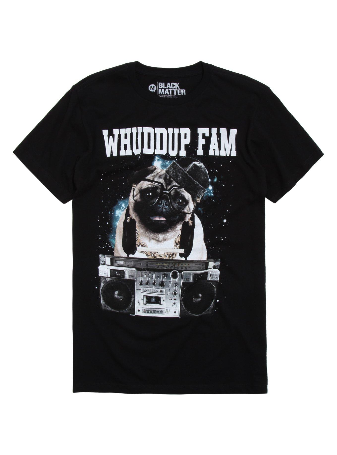 Whuddup Fam Pug T-Shirt, BLACK, hi-res