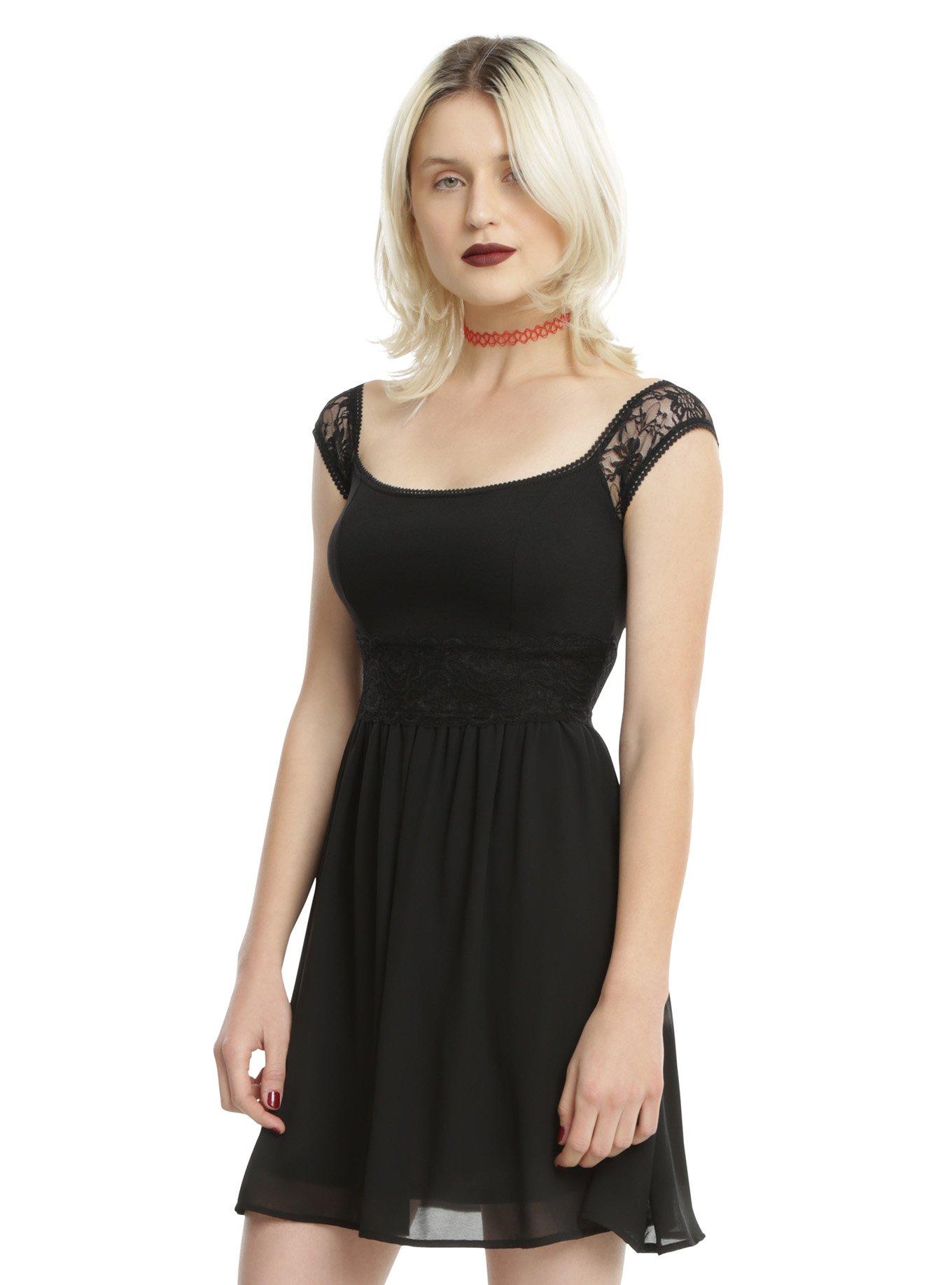Black Lace OffTheShoulder Dress Hot Topic
