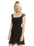 Black Lace Off-The-Shoulder Dress, BLACK, hi-res