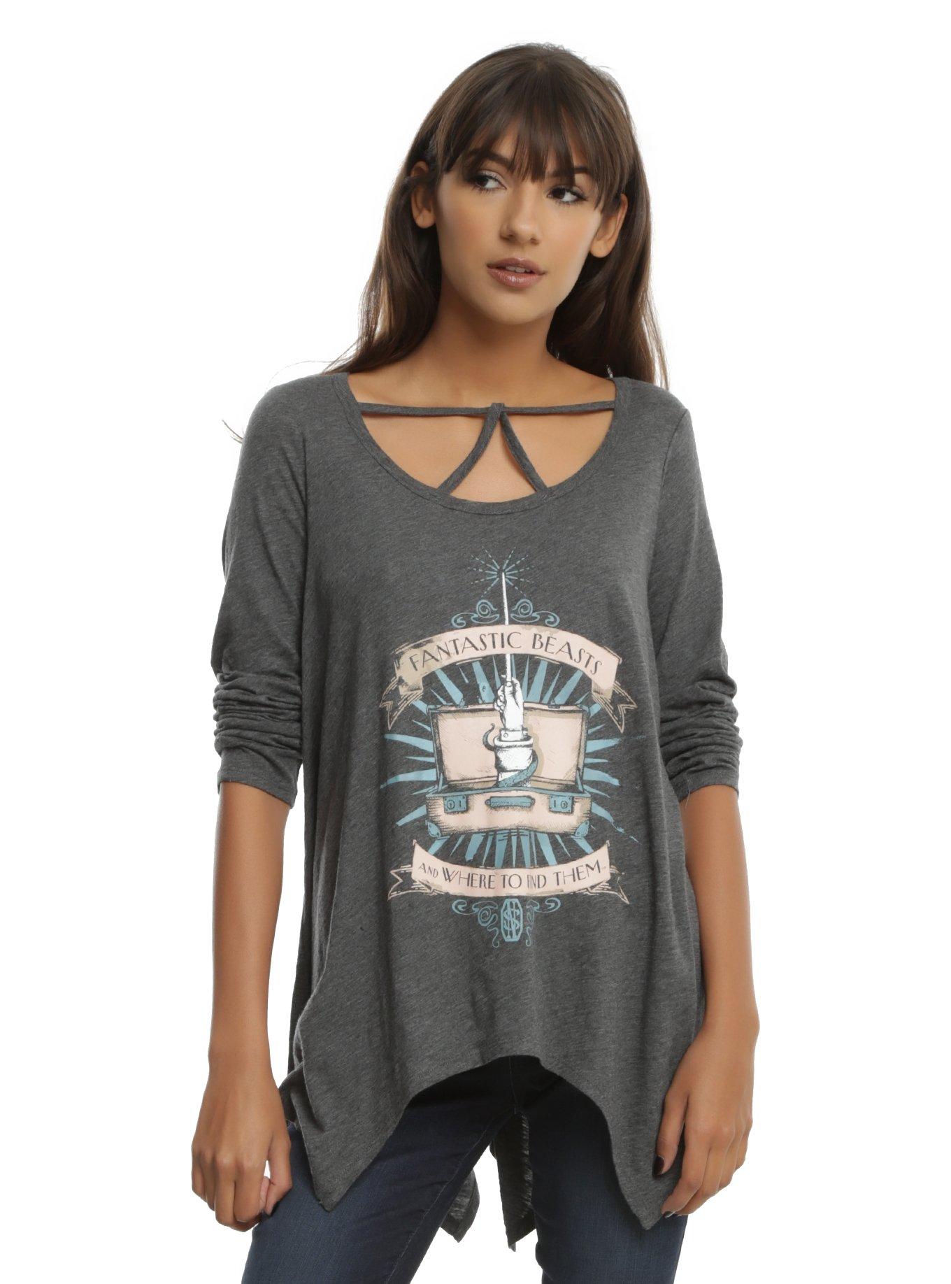 Fantastic Beasts And Where To Find Them Strappy Long-Sleeve Top, GREY, hi-res
