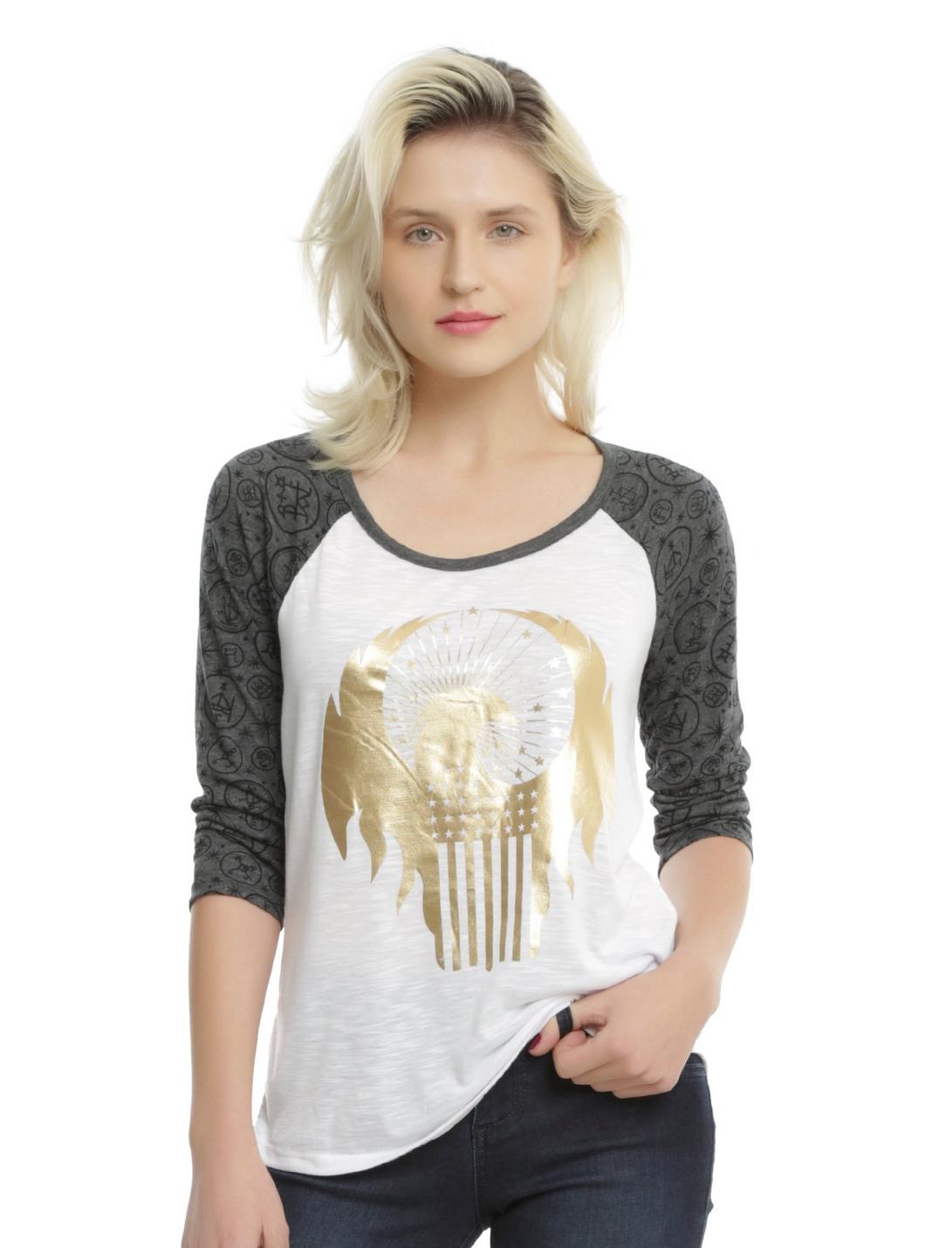 Fantastic Beasts And Where To Find Them Gold Foil MACUSA Girls Raglan, WHITE, hi-res