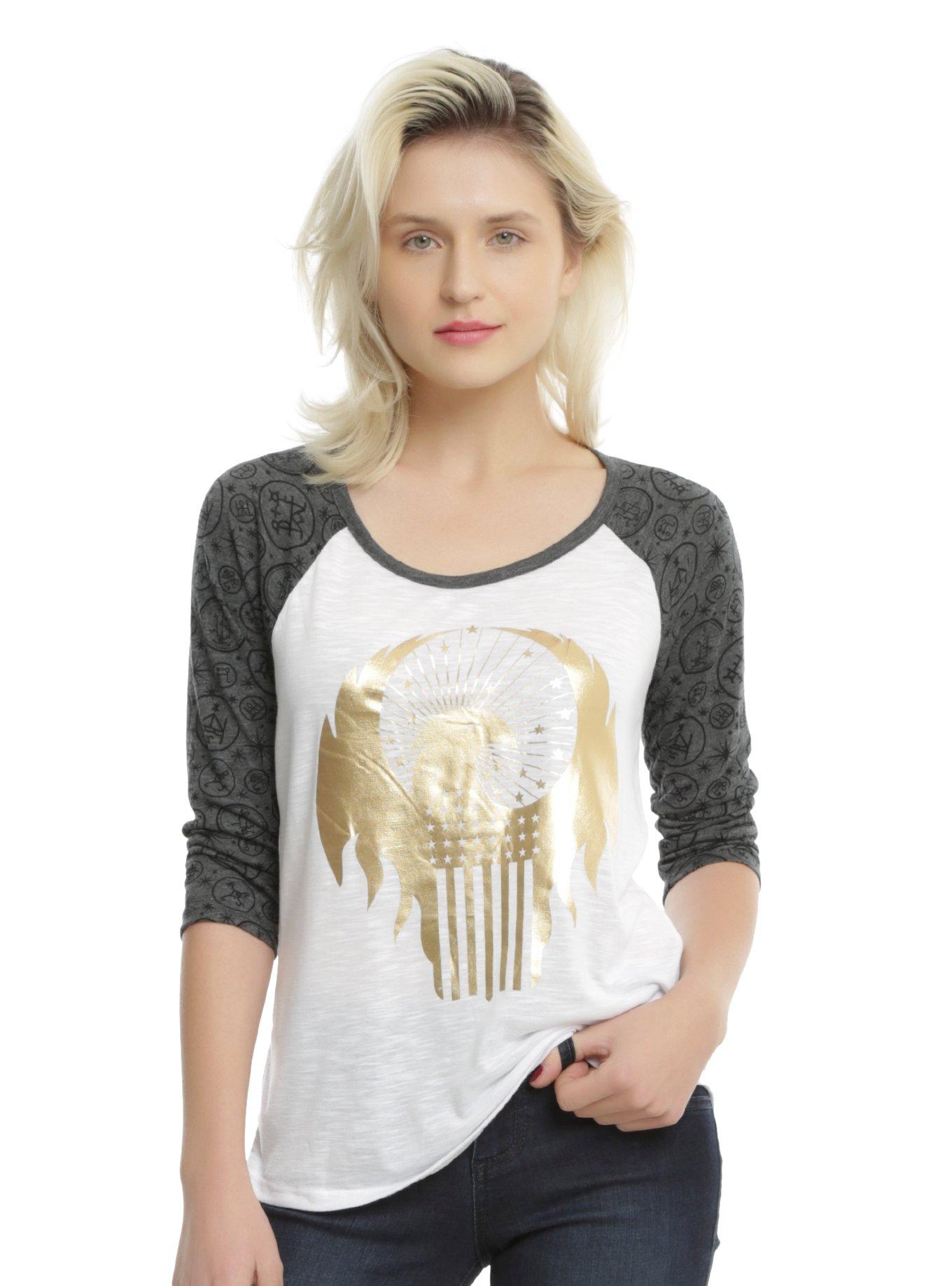Fantastic Beasts And Where To Find Them Gold Foil MACUSA Girls Raglan, WHITE, hi-res