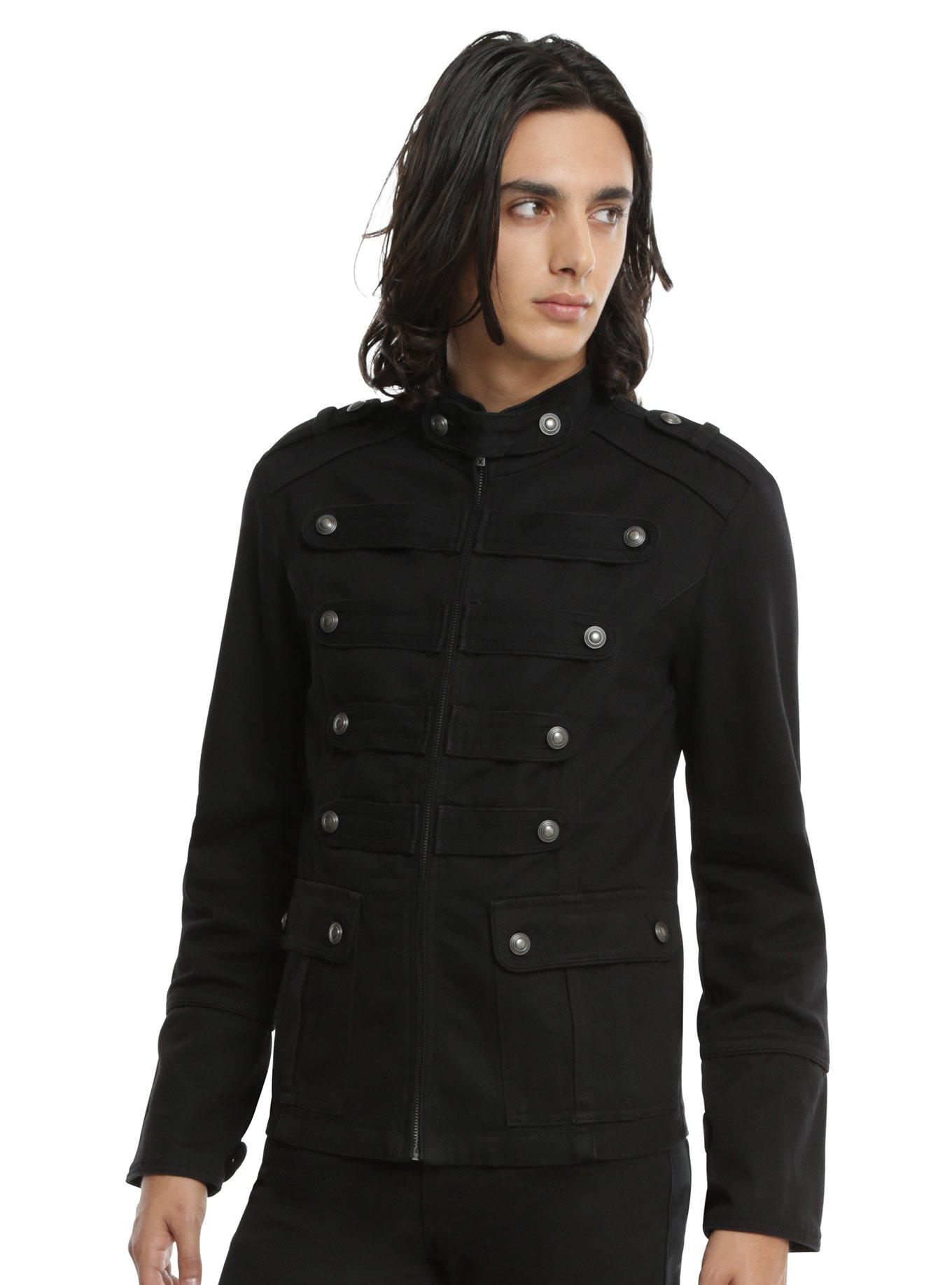 Tripp Black Button Front Flap Pocket Jacket, BLACK, hi-res