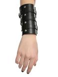 Black Faux Leather Long Strap Buckle Cuff, , hi-res
