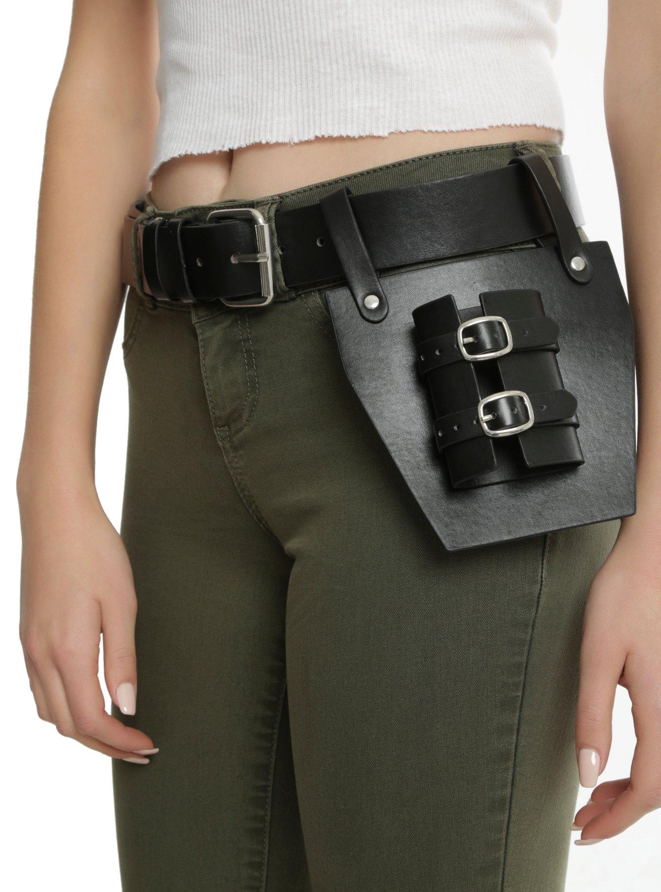 Black Faux Leather Belt And Sword Holster, , hi-res