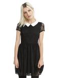 Black & White Collar Lace Dress, BLACK, hi-res