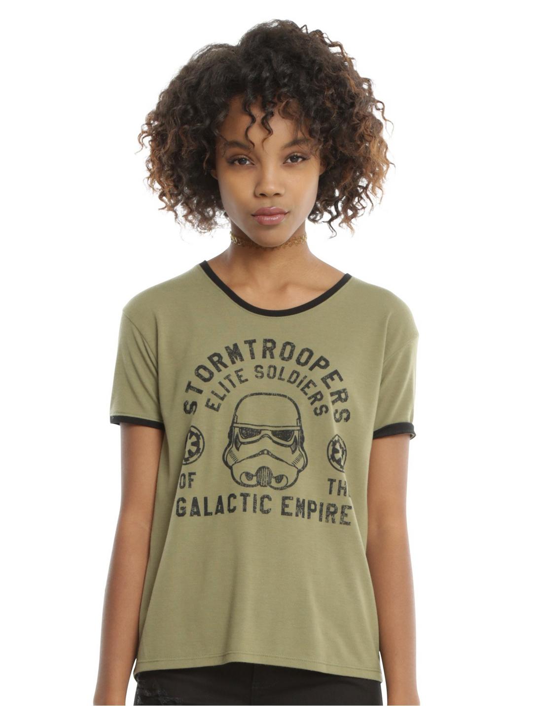 Star Wars Stormtrooper Girls Ringer T-Shirt, OLIVE, hi-res