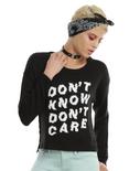 Don't Know Don't Care Destructed Girls Crop Sweater, BLACK, hi-res