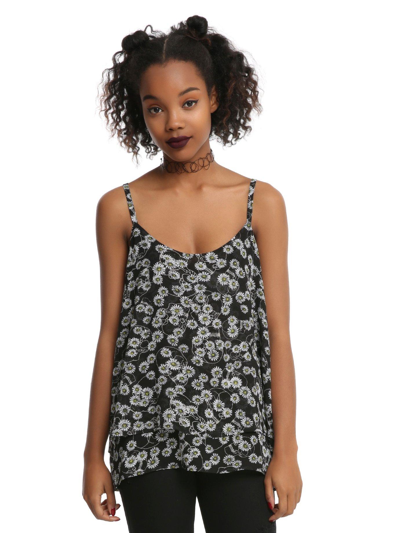 Daisy Cross Strap Back Chiffon Girls Tank Top | Hot Topic