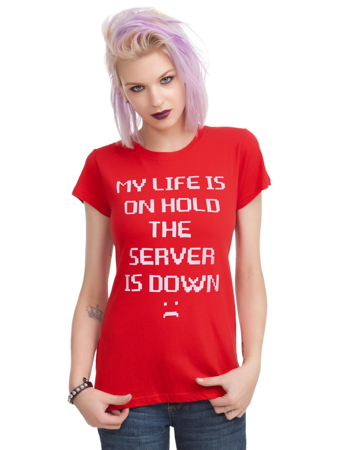 Plus Size Servers Down Girls T-Shirt, RED, hi-res