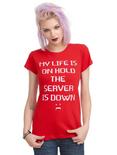 Servers Down Girls T-Shirt, RED, hi-res