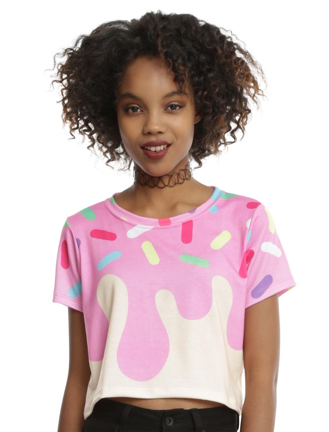 Cupcake Sublimation Girls Crop T-Shirt, PINK, hi-res