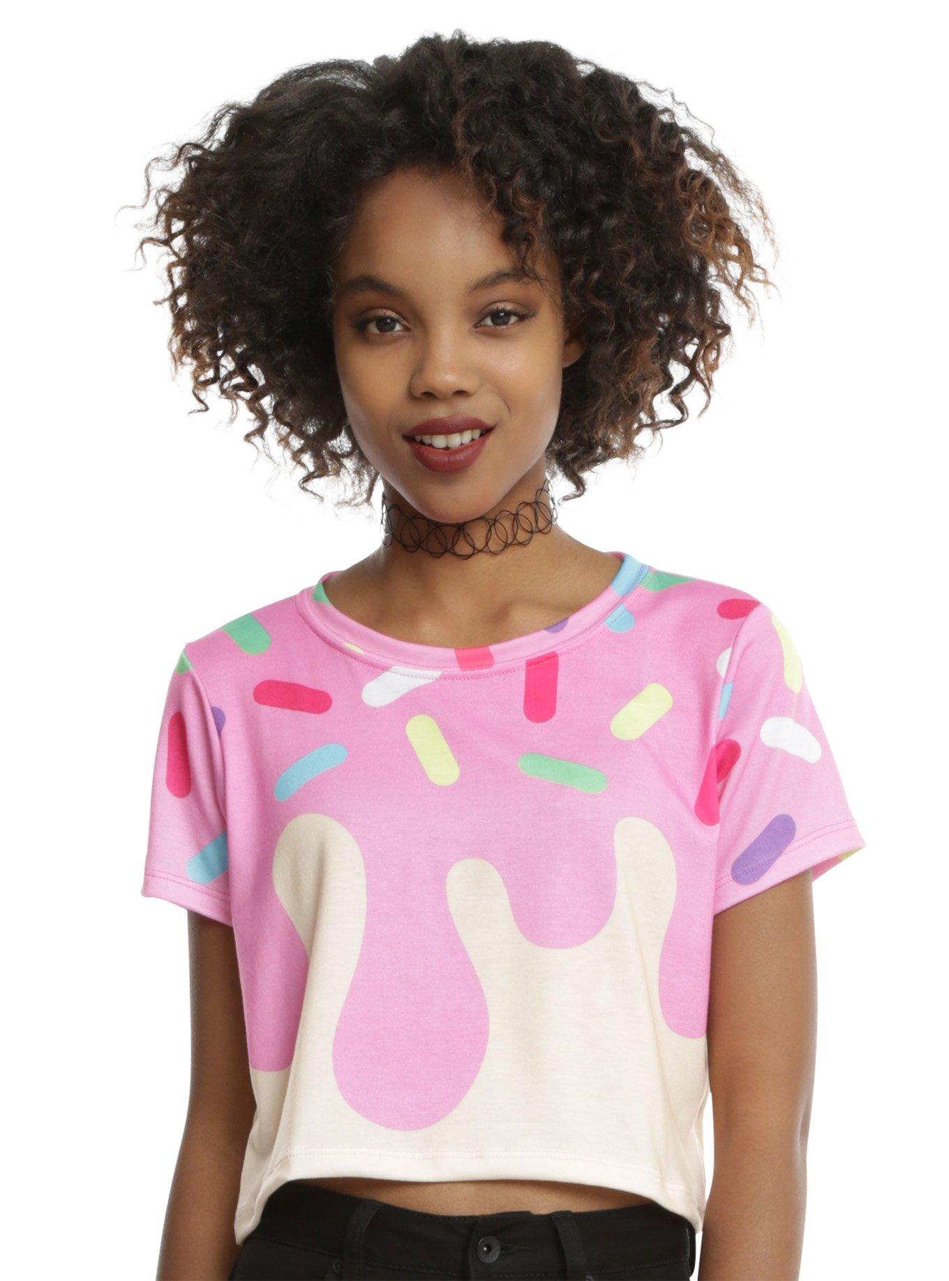 Cupcake Sublimation Girls Crop T-Shirt, PINK, hi-res