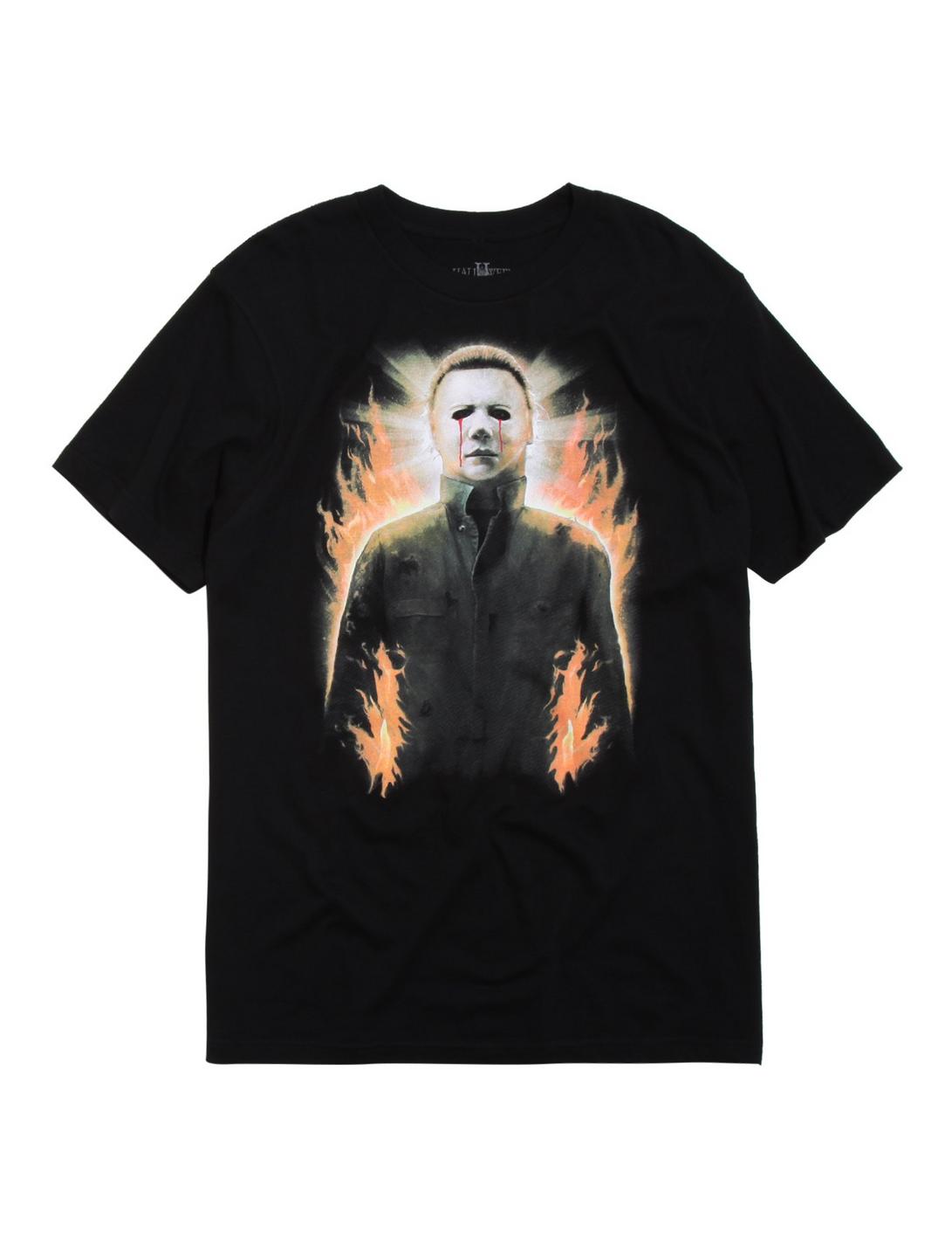 Rock Rebel Halloween II Michael Myers Flames T-Shirt, BLACK, hi-res