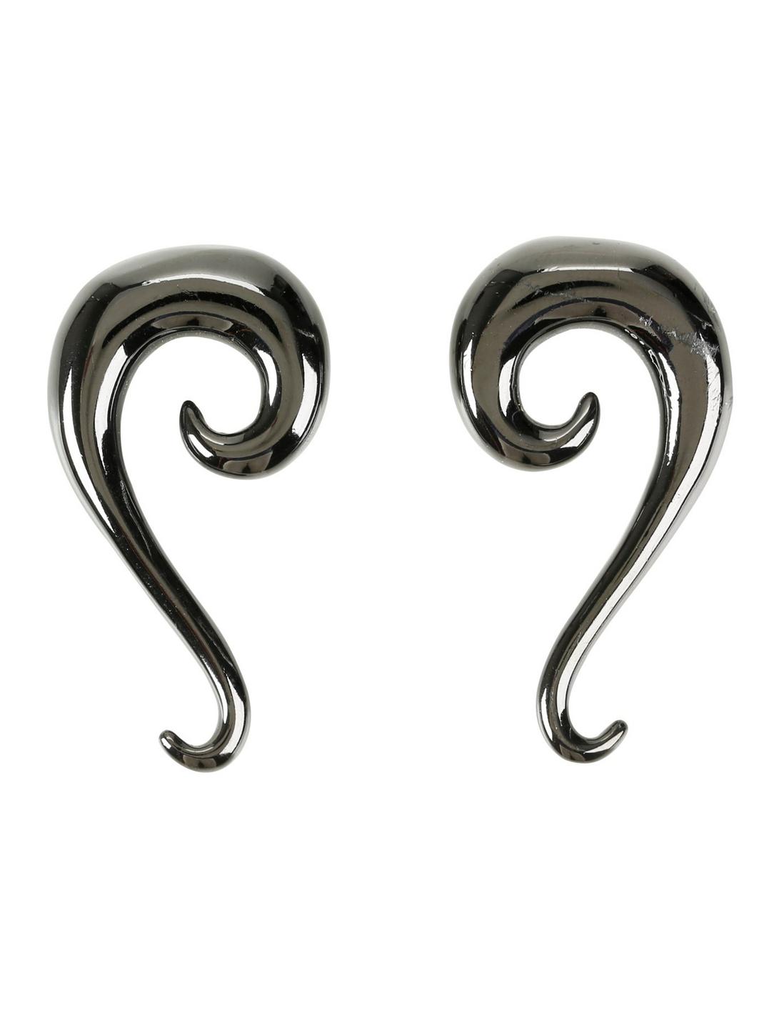 Steel Hematite Swirl Claw Spiral Pincher 2 Pack, BLACK, hi-res
