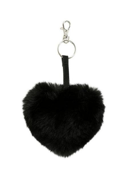 Black Fur Heart Key Chain | Hot Topic