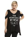 American Horror Story: Coven Wednesdays Girls Cold Shoulder Top Plus Size, BLACK, hi-res