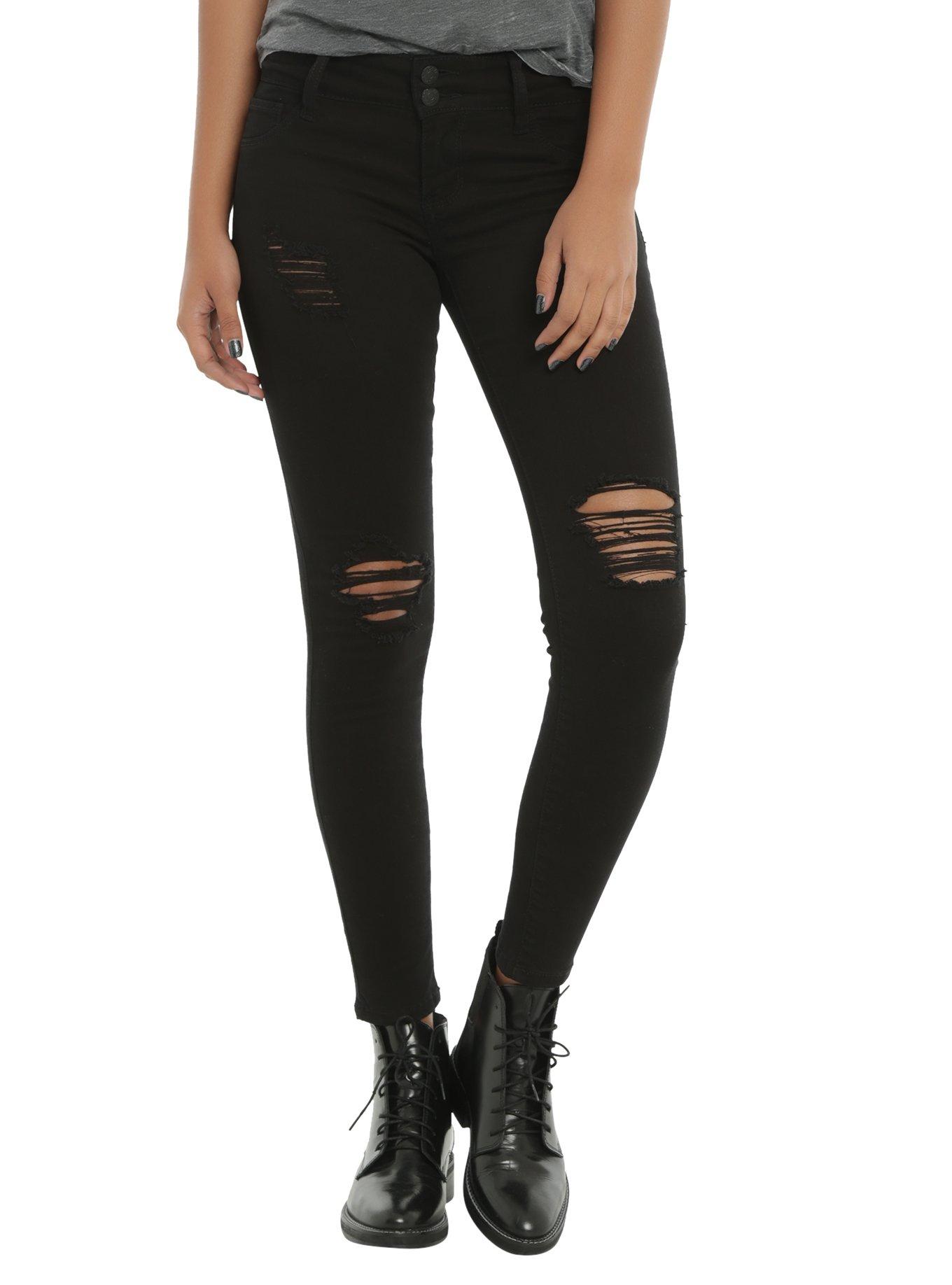 Black Deconstructed Skinny Jeans | Hot Topic