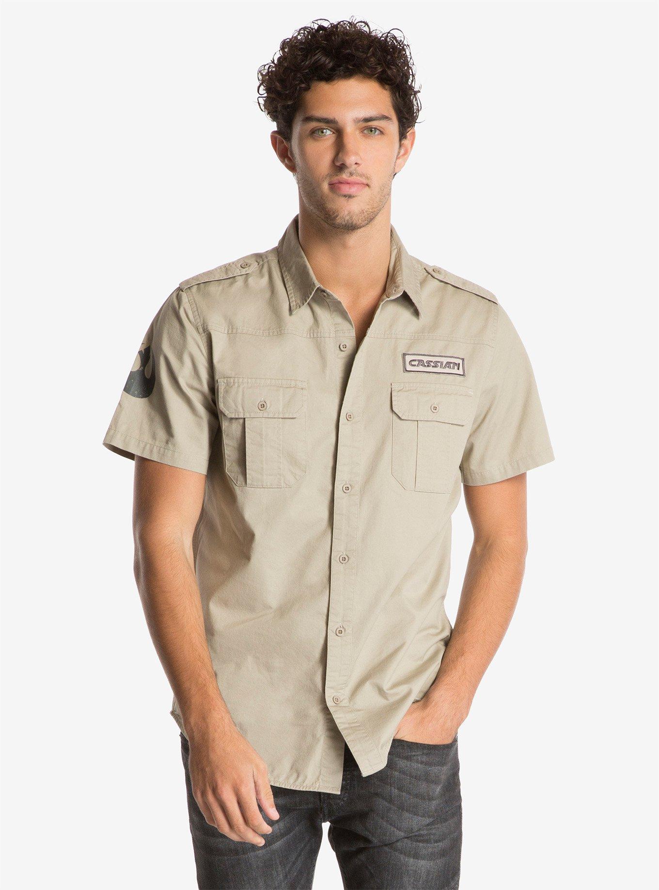 Star Wars Rogue One Cassian Short-Sleeved Woven Button-Up, TAN/BEIGE, hi-res