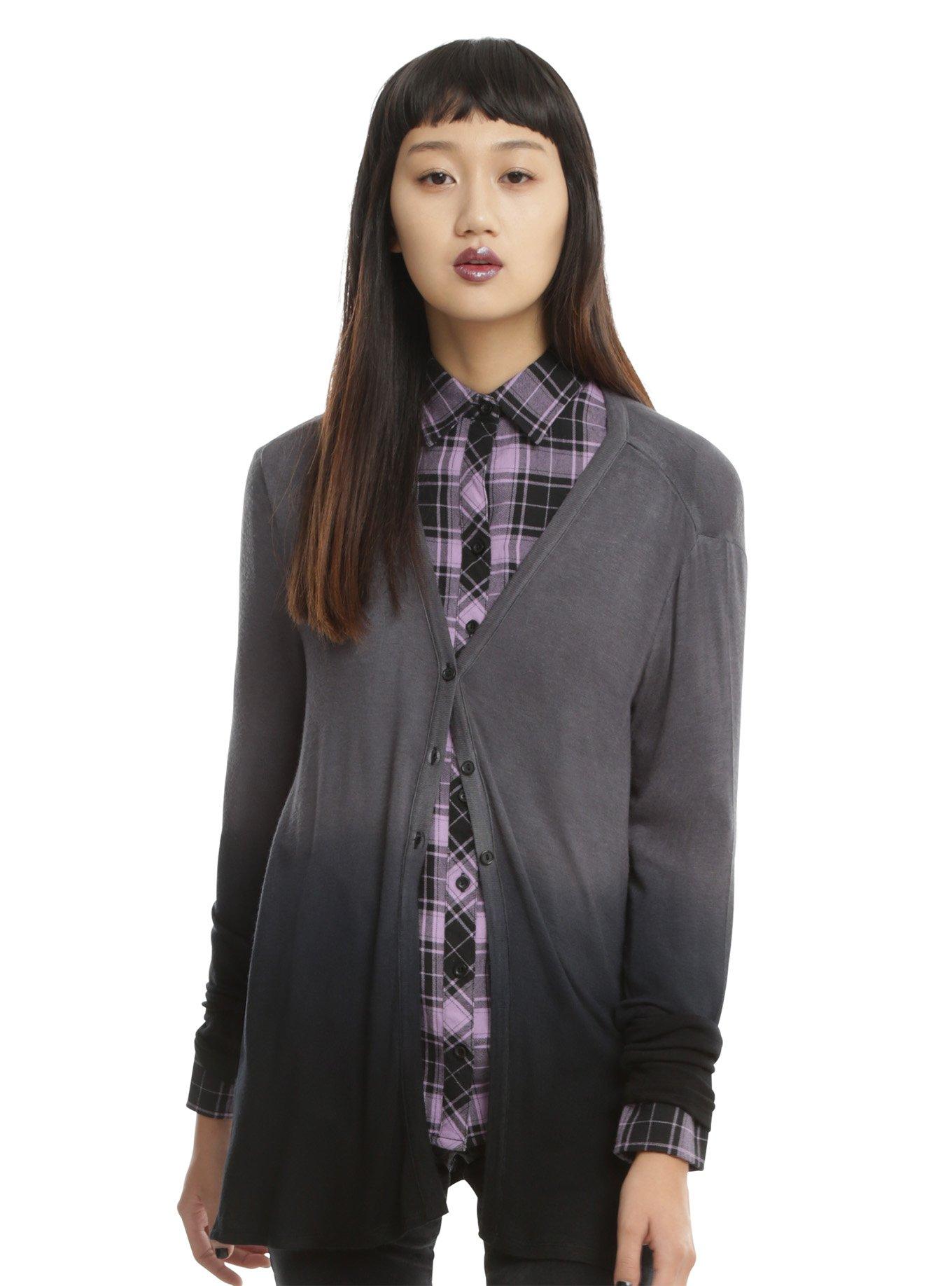 Grey & Black Ombre Girls Cardigan, , hi-res view 1