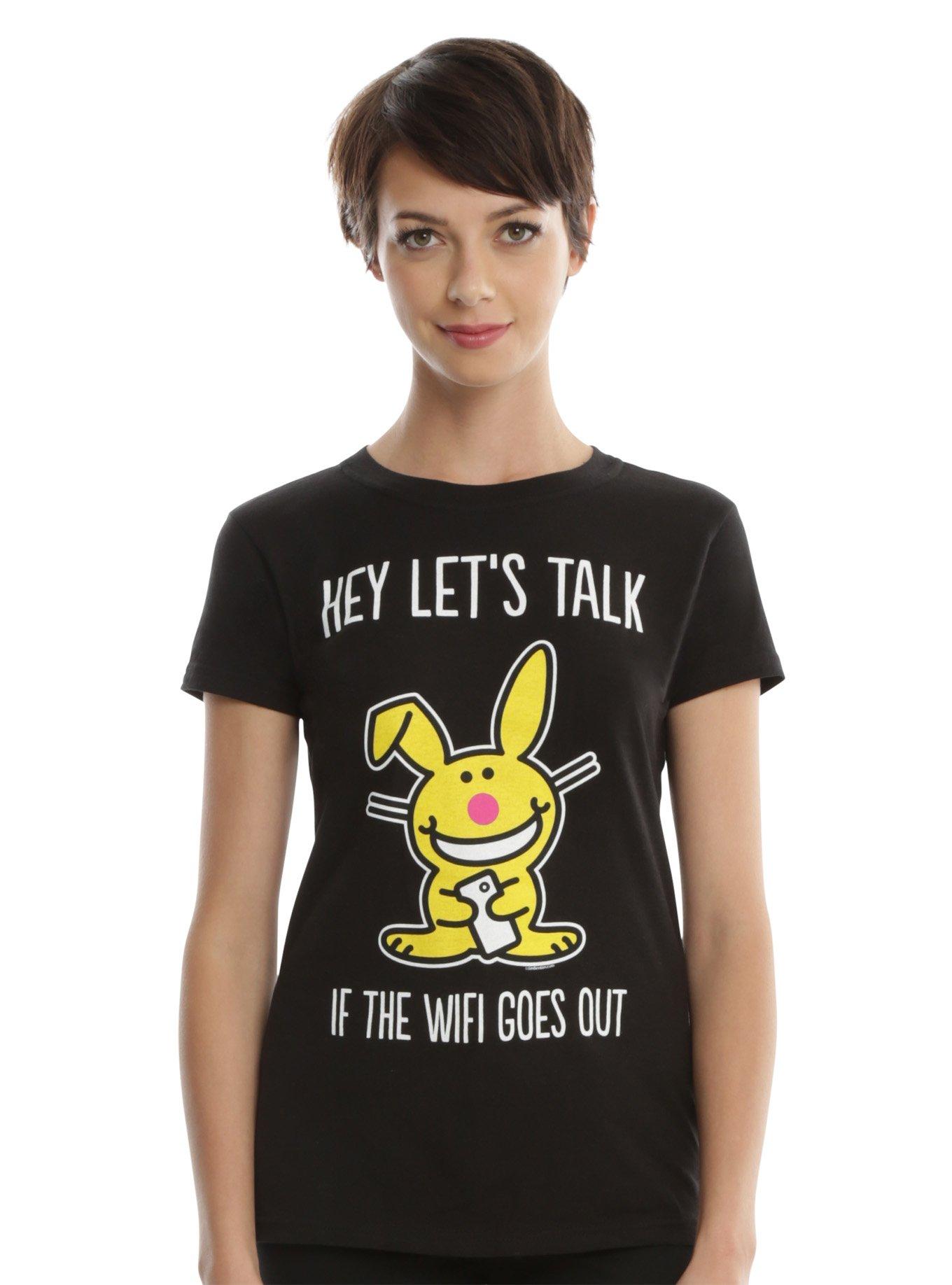 It's Happy Bunny Hey Let's Talk Girls T-Shirt, BLACK, hi-res