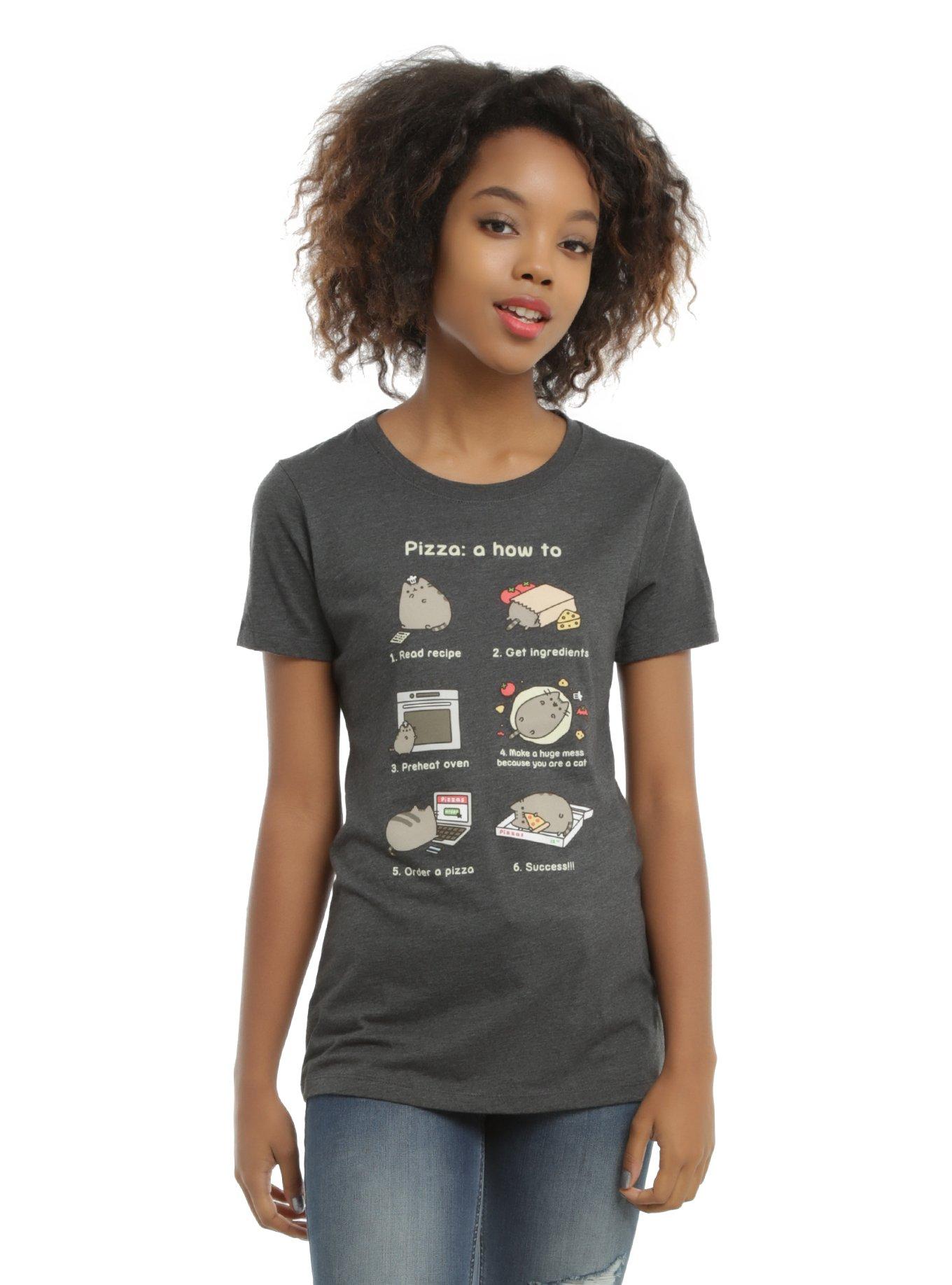 Pusheen Pizza Instruction Girls T-Shirt, GREY, hi-res