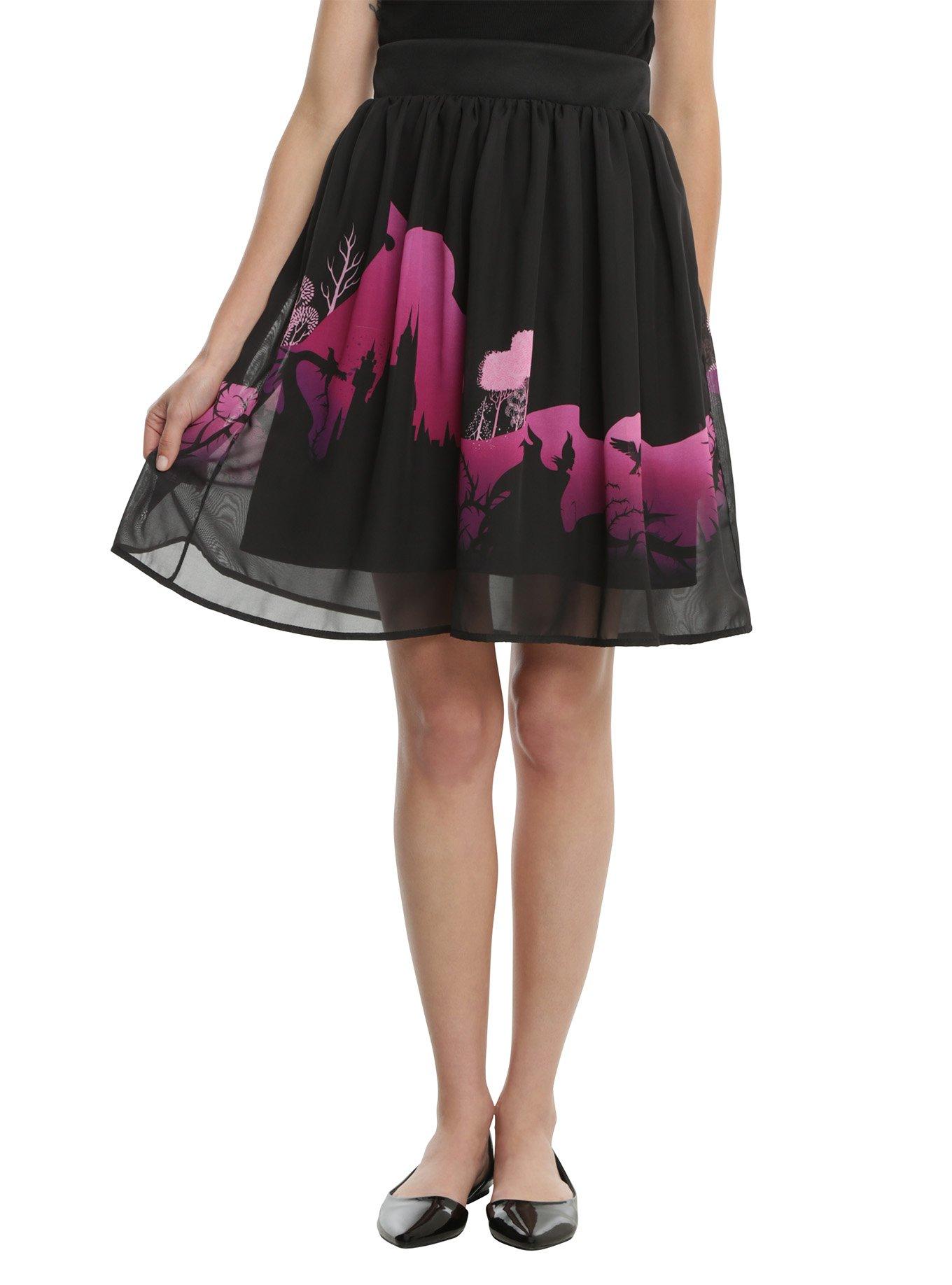 Disney Sleeping Beauty Chiffon Circle Skirt, BLACK, hi-res