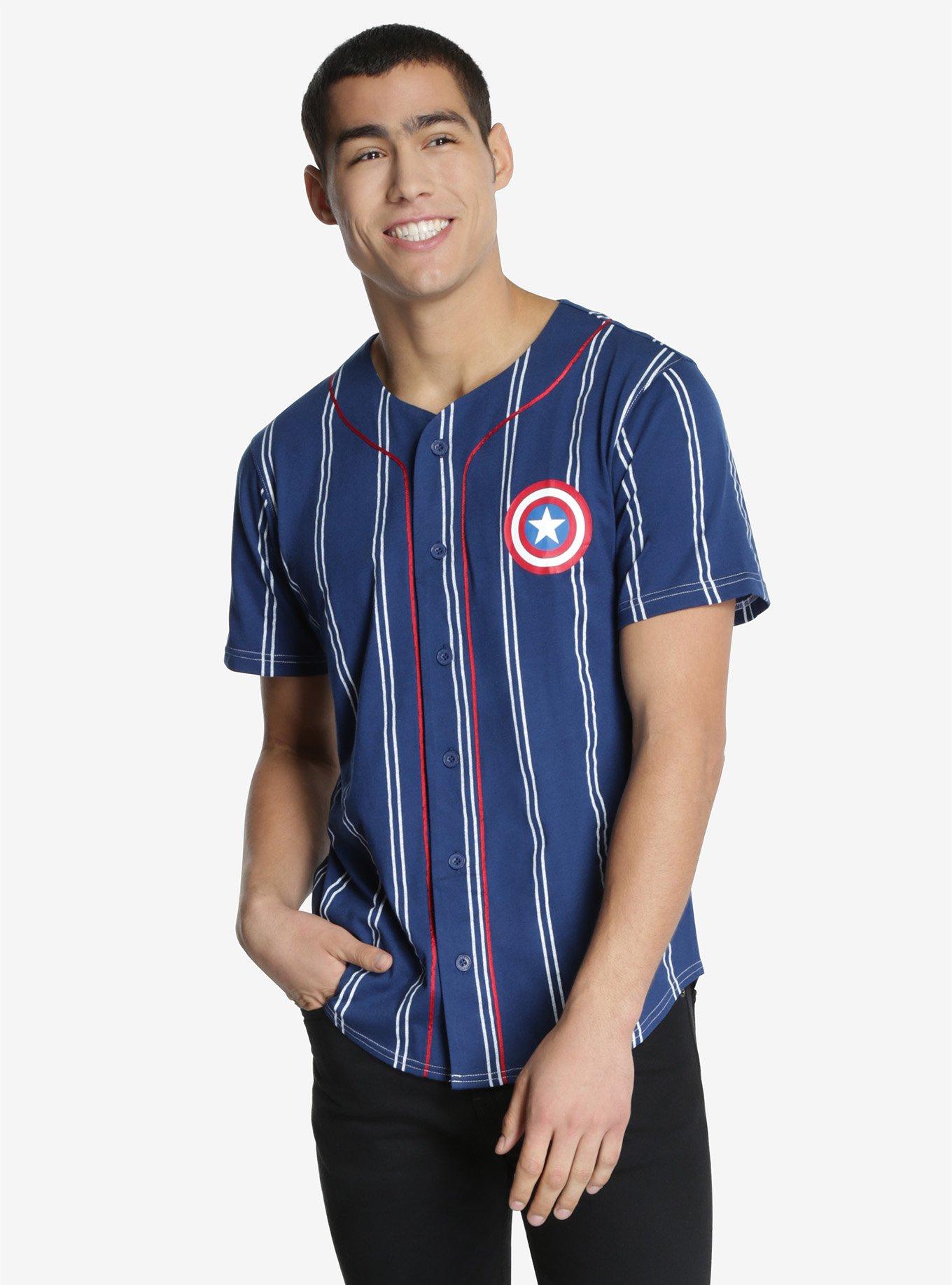 Marvel Captain America Baseball Jersey, BLACK, hi-res