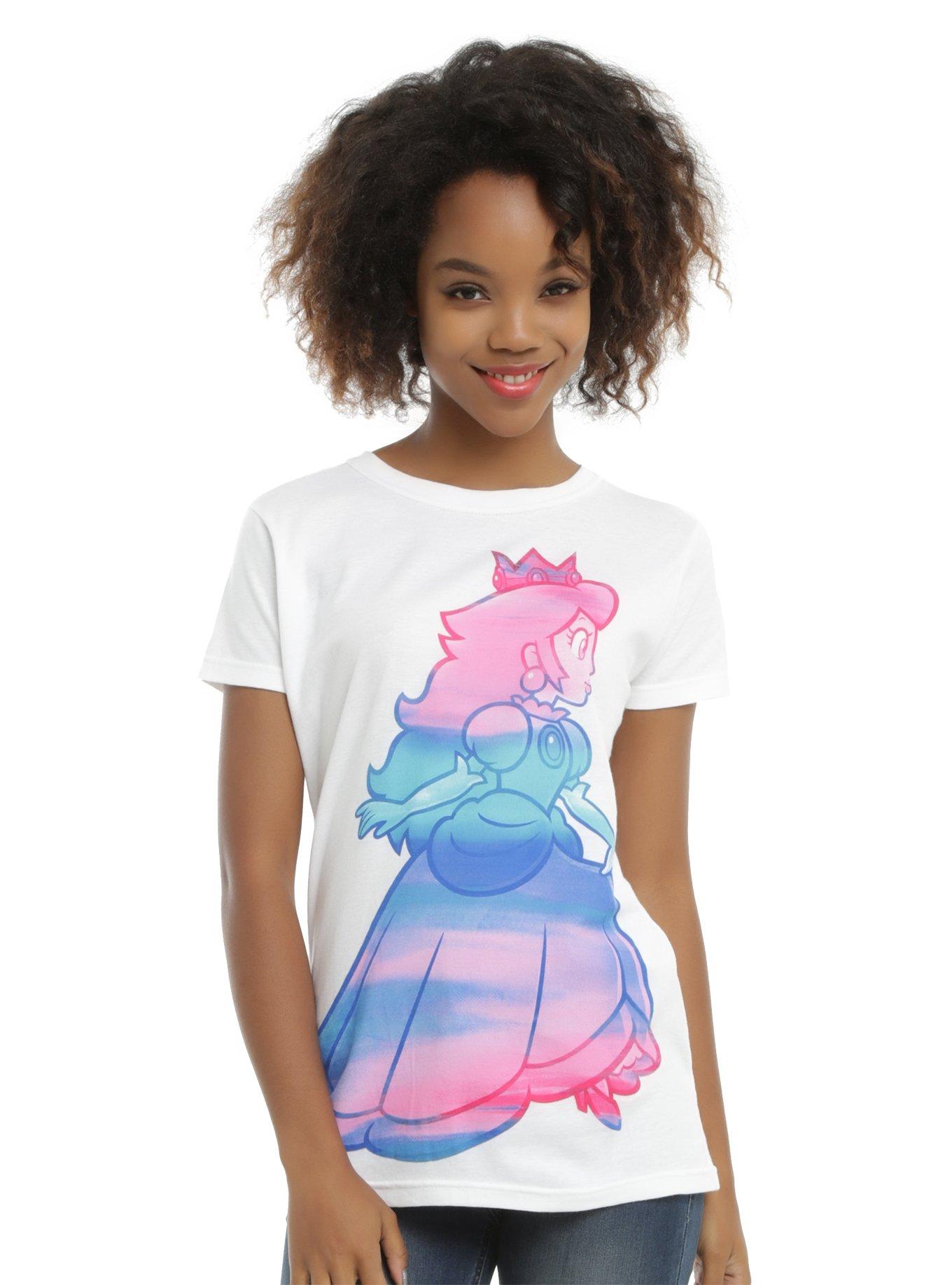 Super Mario Princess Peach Watercolor Girls T-Shirt, WHITE, hi-res