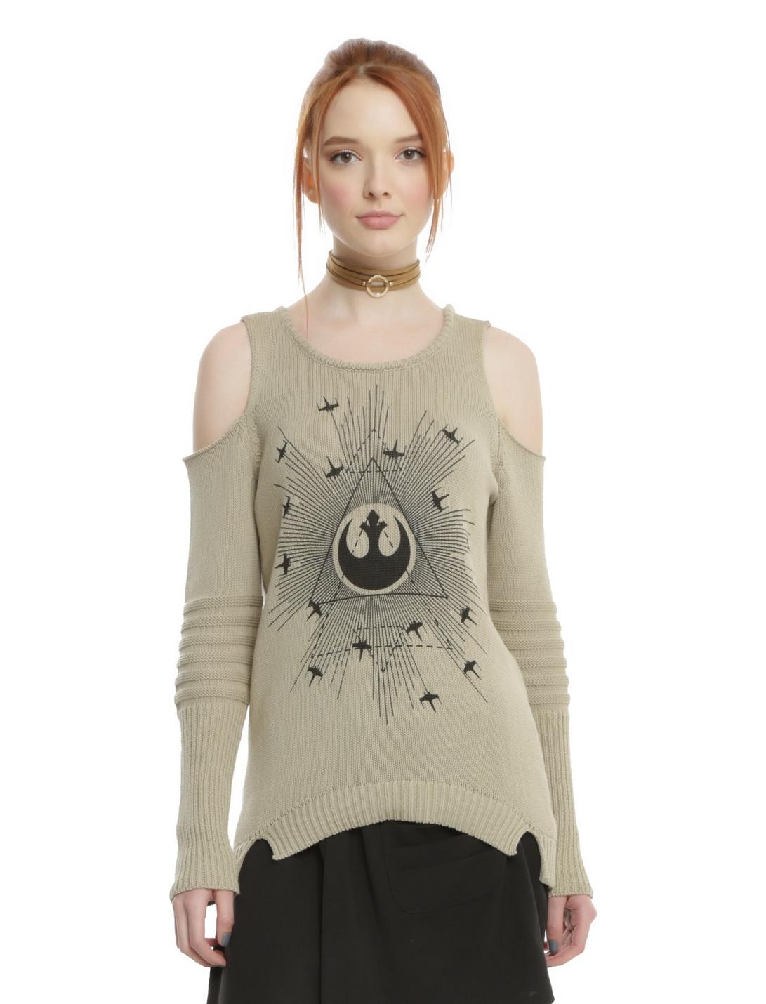 Star Wars Rogue One Rebel Girls Cold Shoulder Sweater, GREY, hi-res