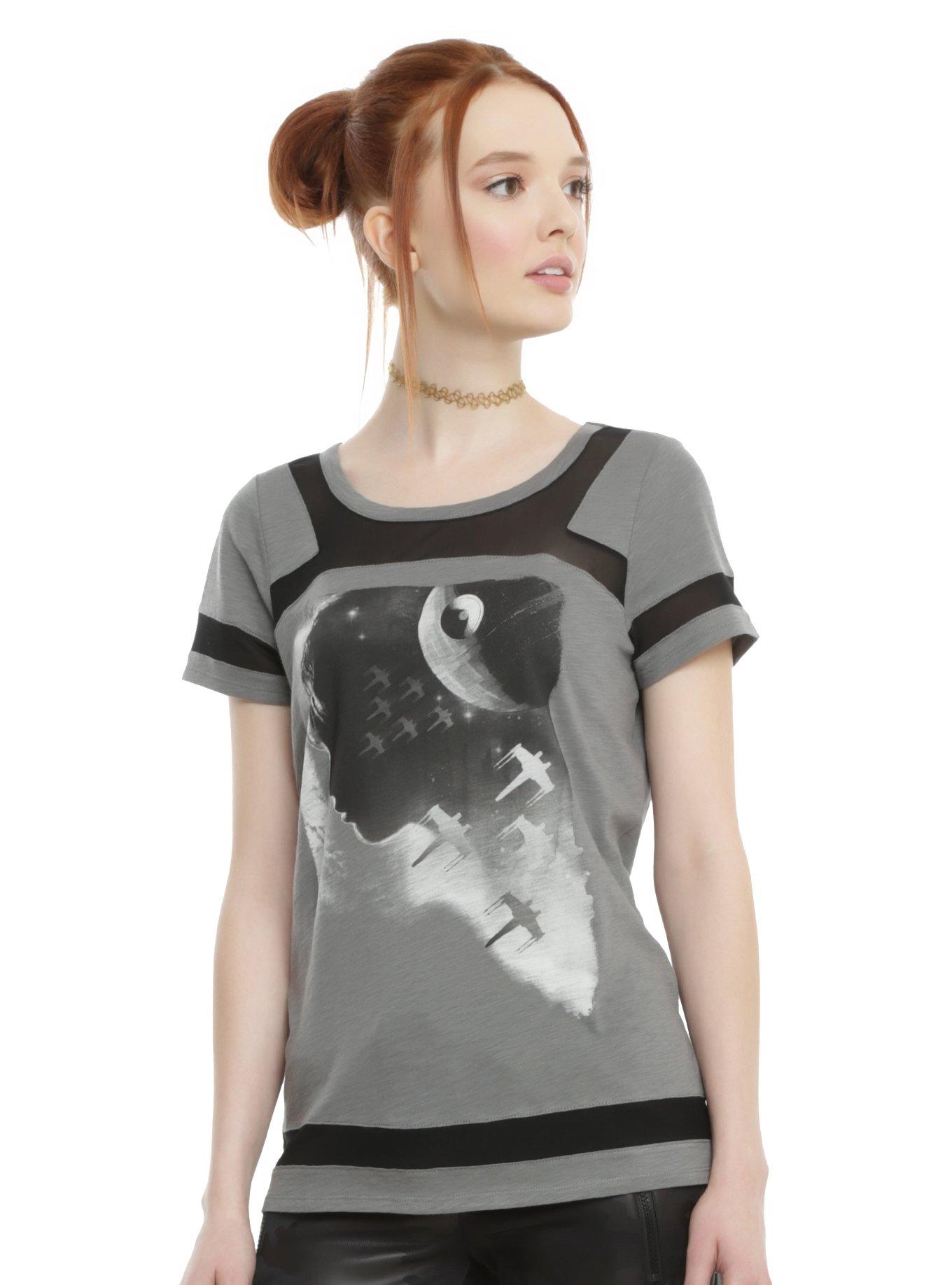 Star Wars Rogue One Jyn Mesh Insert Girls Top, GREY, hi-res