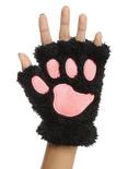 Black Animal Paw Fingerless Gloves, , hi-res