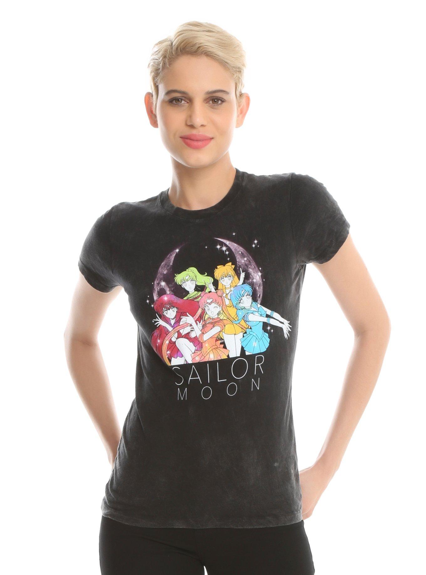 Sailor Moon Sailor Scouts Acid Wash Girls T-Shirt, BLACK, hi-res