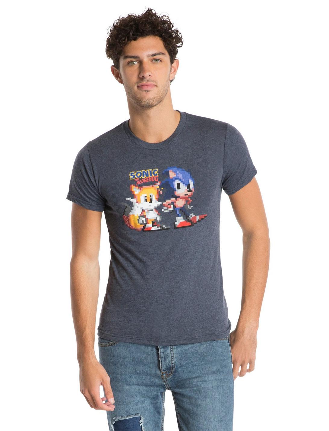 Sonic The Hedgehog Pixelated Waiting T-Shirt, NAVY, hi-res